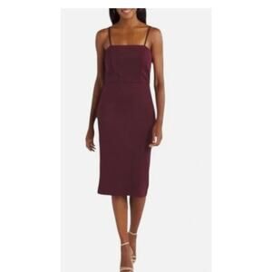 Unique Vintage X Nine Britton Burgundy Sheath Dress with Scallop Detail Sz L 365